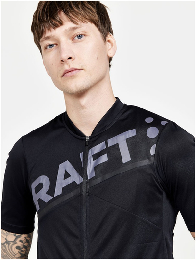 Fanellë biçiklete Craft Endurance Core Logo Jersey, material elastik i riciklum, me xhepa mbrapa, e zezë