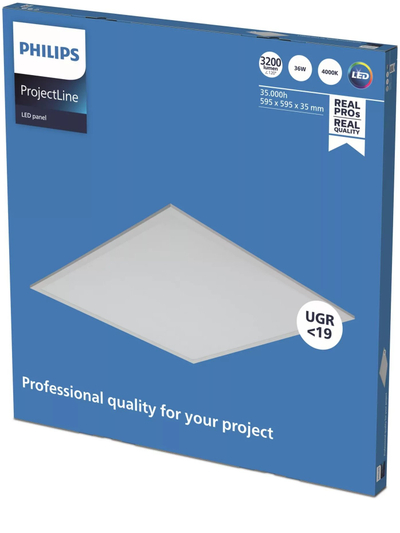Panel LED i futur Philips Projectline, 60x60cm, 3200 lm, 4000K, i bardhë