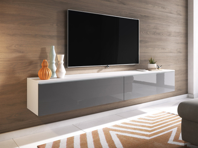 Komodë për TV Dlone 180 (180 x 30 x 33), Bardhë / Hirtë