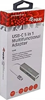 Adaptues USB C Equip 5 në 1, HDMI, lexues karte SD, gri