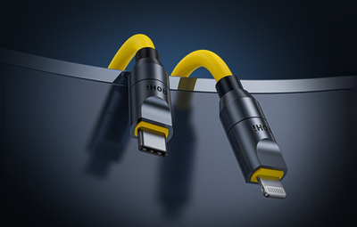 Kабел USB Aohi 2 во 1, 2.60m, USB 3.1, 240W, жолт