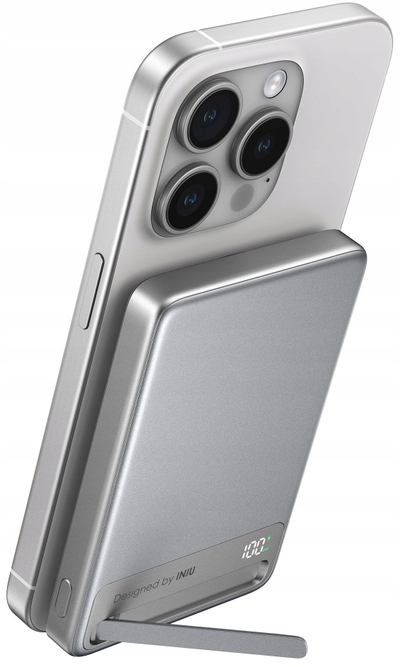 Power bankë magnetike INIU Qi2, 10000mAh, karikim pa tel 15W, argjendtë