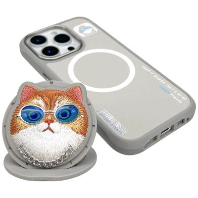 Mbulesë telefoni Nimmy Glasses Cool Cat, për iPhone 16 Pro Max, MagSafe, gri