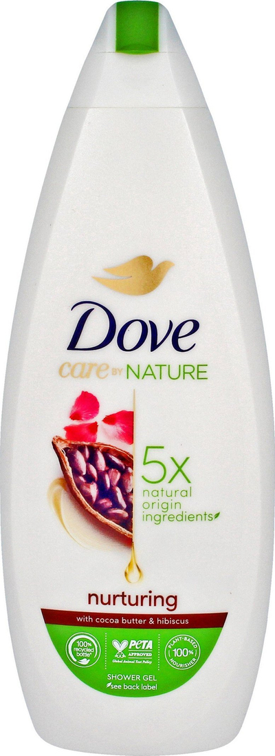 Xhel dushi Dove Care by Nature Nurturing, me gjalpë kakao dhe hibiskus, 600ml