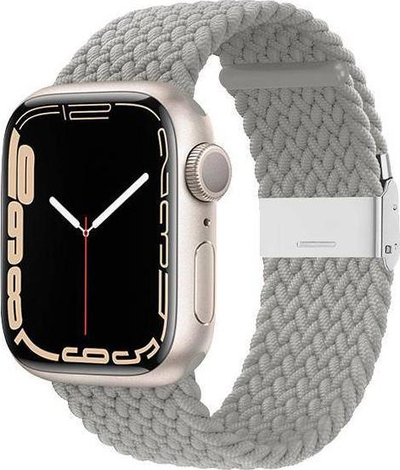 Rrip dore Crong Wave Band Braided për Apple Watch 38/40/41 mm, stof i endur, gri e çelët