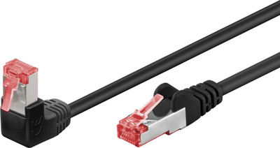 Kabllo rrjeti Goobay Patchcord Cat.6 S/FTP, 0.5m, me kënd 90°, e zezë