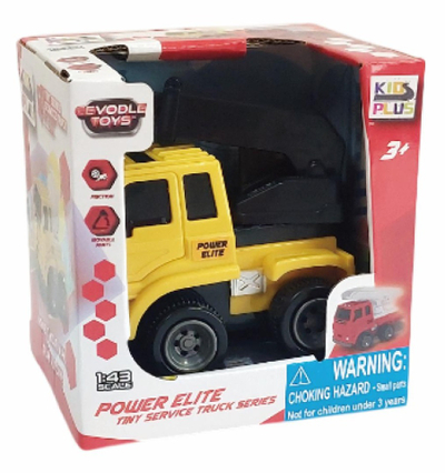 Lodër kamion vinç me fërkim, shkalla 1:43, 10cm, i verdhë