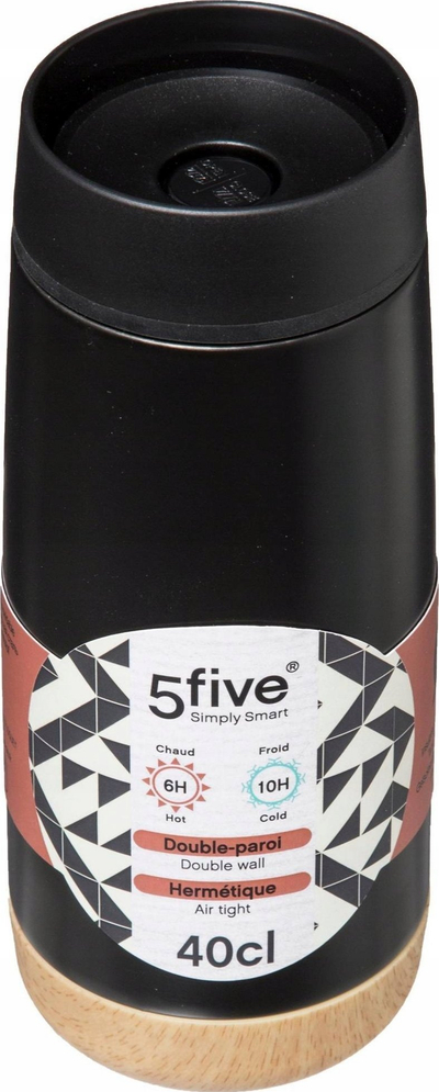 Termus 5five Simply Smart, mure të dyfishta, 400ml, i zi