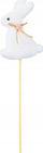 Figurë dekori lepur pelushi Pick, 31 cm, mbi shkop druri, i bardhë