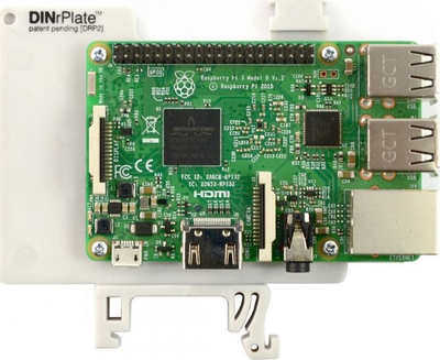 Mbajtëse DINrPlate DRP2 për Raspberry Pi 2 3 4, montim në shinë DIN, plastike, e bardhë