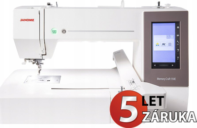 Makineri qëndisje Janome Memory Craft 550E, ekran me prekje, fushë 200 x 360 mm, e bardhë