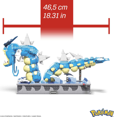 Set ndërtimi MEGA Pokemon Motion Gyarados, 2186 copa, model mekanik, blu