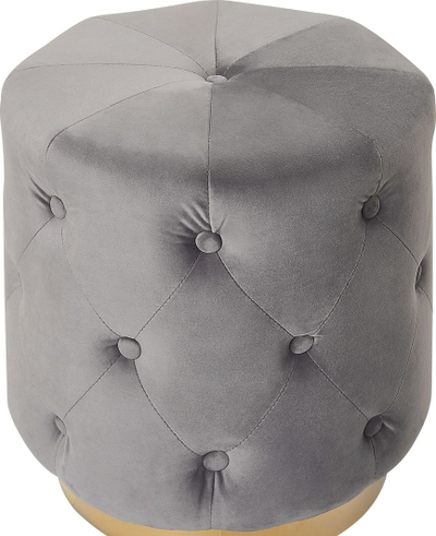 Puf kadife CARROLLTON Velvet Pouffe, bazë metalike, gri