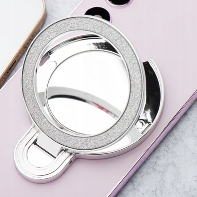 Mbajtëse telefoni Be Happy Gifts Circle Mirror, me ngjitje, rrethore, argjendtë