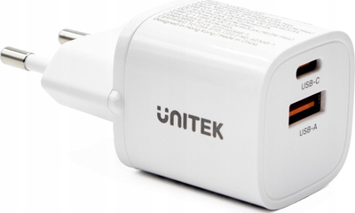 Karikues muri Unitek, 33W, 1x USB C PD, 1x USB A QC 3.0, i bardhë set 2 copë