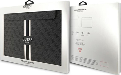 Këllëf laptopi Guess 4G Printed Stripes, 16", për MacBook, i zi