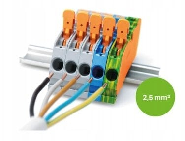 Set furnizimi trefazor Wago 821-099, 2.5mm², për shina DIN, shumëngjyrësh