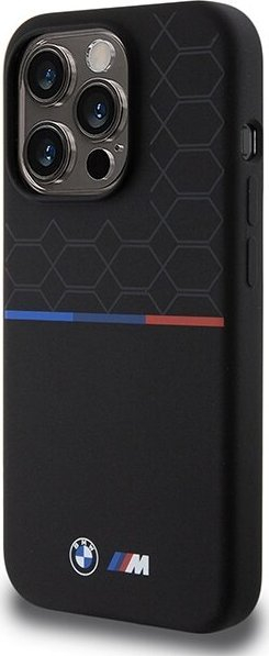 Këllëf telefoni BMW BMHMP15L22SMPK për iPhone 15 Pro 6.1", silikon, MagSafe, i zi