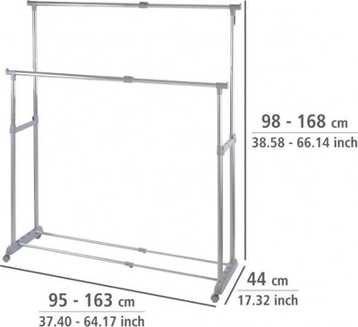 Rraf për rroba Wenko Twin Bars, i rregullueshëm, çelik inox i kromuar