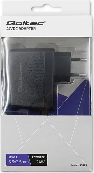 Adapter energjie Qoltec 51023, 24W, prizë muri, i zi