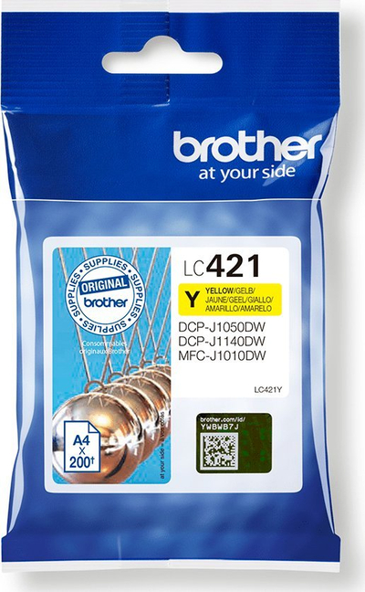 Kartuç boje Brother LC-421Y, 200 faqe, e verdhë