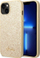 Mbulesë telefoni Guess Glitter Flakes me logo metal, për iPhone 14 Plus 6.7", gold