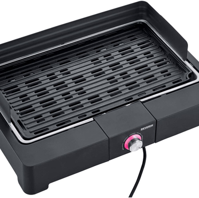 Grill elektrik Severin PG 8567, grill tavoline, pllakë që e shpërndan nxehtësinë njësoj kudo, i zi
