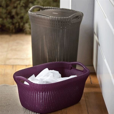 Shportë rrobash Curver Laundry Basket Knit, 57L, me kapak, gri e errët