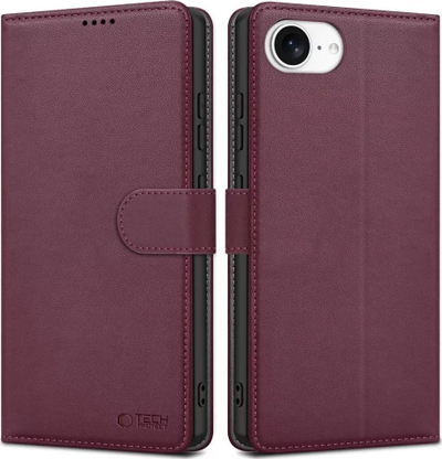 Mbulesë telefoni Tech-Protect Wallet për iPhone 16E, me xhepa për karta, funksion për ta bë TV, ngjyrë mulberry