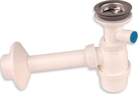 Sifon lavamani me lidhje për lavatriçe, bottle siphon, filtër inox, plastikë e bardhë