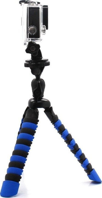 Trekëmbësh i lëvizshëm Madman May, për kamera dhe action kamera, filetë 1/4", blu me të zezë