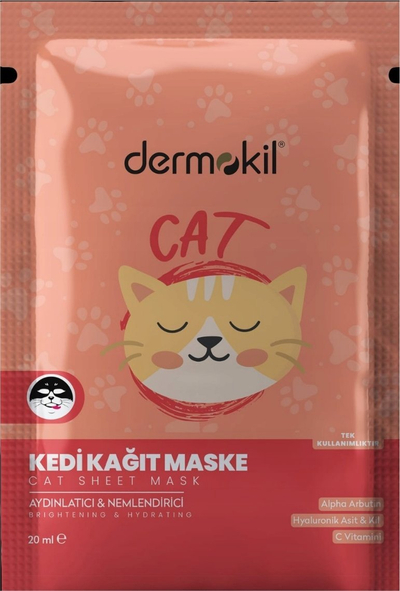 Maskë fytyre fletë Dermokil Cat, për hidratim edhe ndriçim, 20 ml