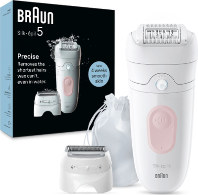 Епилатор Braun Silk-épil 5 5-030, без кабел, бело розов