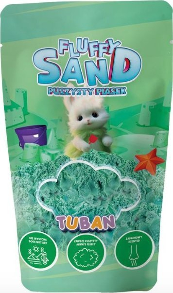 Rërë loje Tuban Fluffy Sand, 90 g, me aromë çamçakëzi, jeshile