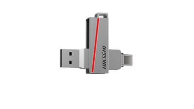 USB flash Hiksemi Dual Slim, 128GB, USB C dhe USB A, gri metalik