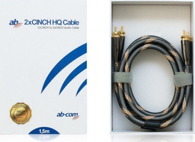 Kabllo audio AbCom AB HQ, 2x RCA, 1.5m, e zezë