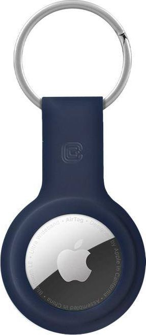 Mbajtëse Crong Silicone Case për Apple AirTag, me varëse çelsash, blu navy