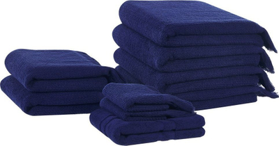 Set peshqirësh Beliani ATIU, 9 copa, pambuk terry, blu navy