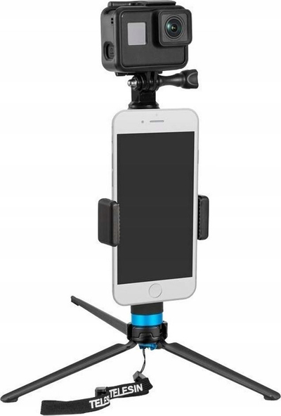 Selfie stick Telesin GP-MNP-090-D, tripod 2 në 1, 22-90cm, i zi