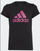 Bluzë për kalamaj Adidas Essentials Big Logo, me mëngë të shkurtra, logo rozë, e zezë