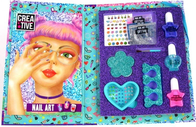 Set për rregullim thonjsh Shumee Creative Nail Book, 6 llakë me bazë uji, stickers edhe glitter, shumëngjyrësh