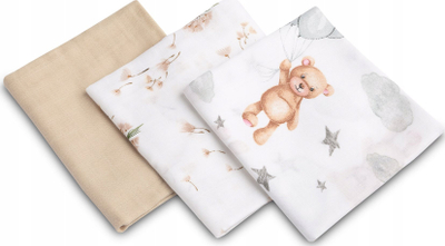 Pelenë muslin Sensillo Beige Teddy, set me 3 copë, 70x80cm, bezhë