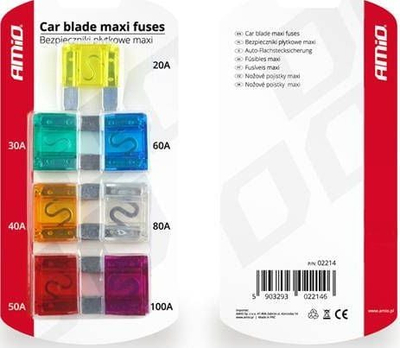 Set siguricash MAXI blade për makinë, 7 copë, 20A deri 100A, shumëngjyrëshe