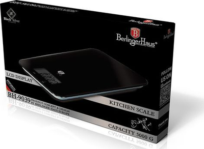 Peshore kuzhine digjitale BerlingerHaus BH-9039, 5 kg, ekran LCD, e zezë me argjend