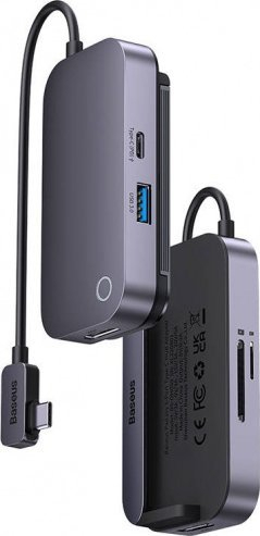 Stacion dokimi USB C Baseus WKWJ000113, 6 në 1, 4K HDMI, PD 100W, gri