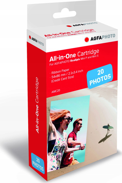 Letër fotografike AgfaPhoto Realipix Mini, 54x86mm, 20 fletë, e bardhë