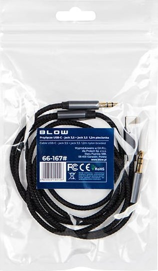Kabllo adapter audio Blow, USB-C në 2x mini jack 3.5mm, 1.2m, me DAC