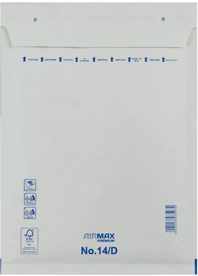 Zarf mbrojtës me flluska Airmax No.14/D, 200x275 mm, 100 copë, i bardhë