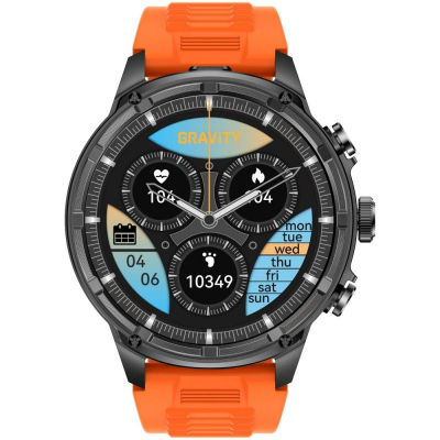 Smartwatch burrash Gravity GT41 4, ekran 1.85", thirrje me Bluetooth, portokalli me të zezë