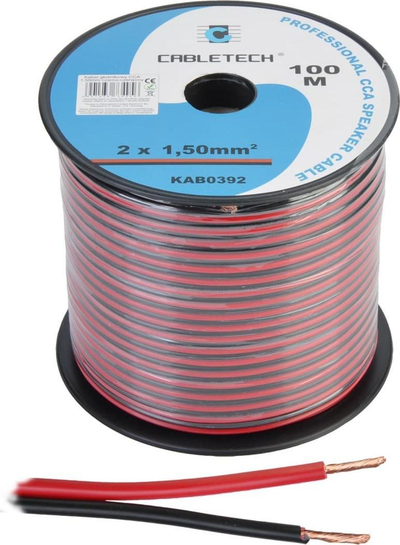 Kabllo për boksa Cabletech CCA, 2x1.5mm, zi e kuqe
